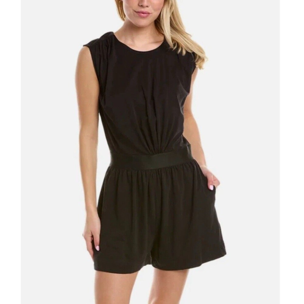 NEW! Atm Anthony Thomas Melillo Classic Jersey Romper S Black Front Twist $225